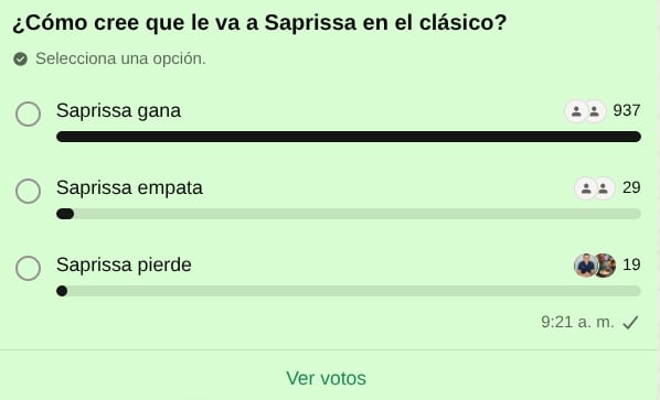 Aficion de Saprissa opino sobre el resultado del clásico en el Canal de WhatsApp de La Nacion Saprissa