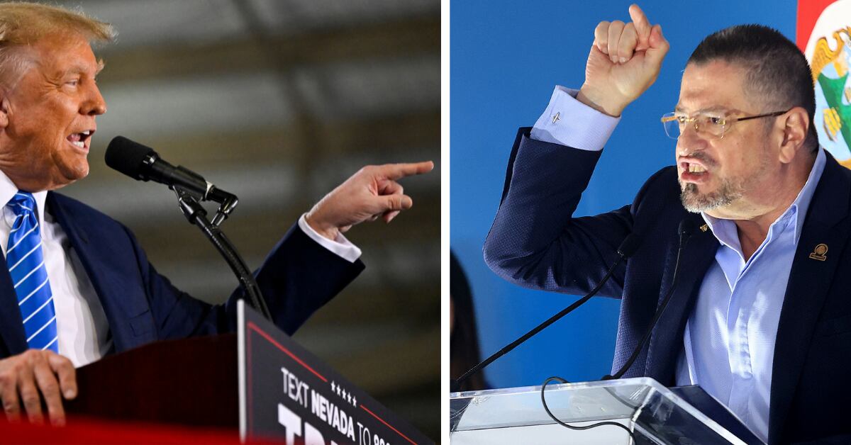 Composición de imágenes de Donald Trump y Rodrigo Chaves, políticos populistas destacados por su discurso confrontativo y polémico.