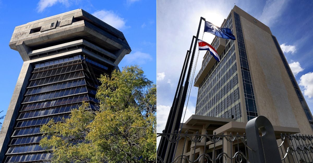 En la imagen, las fachadas de la Contraloría General de la República y de la CCSS