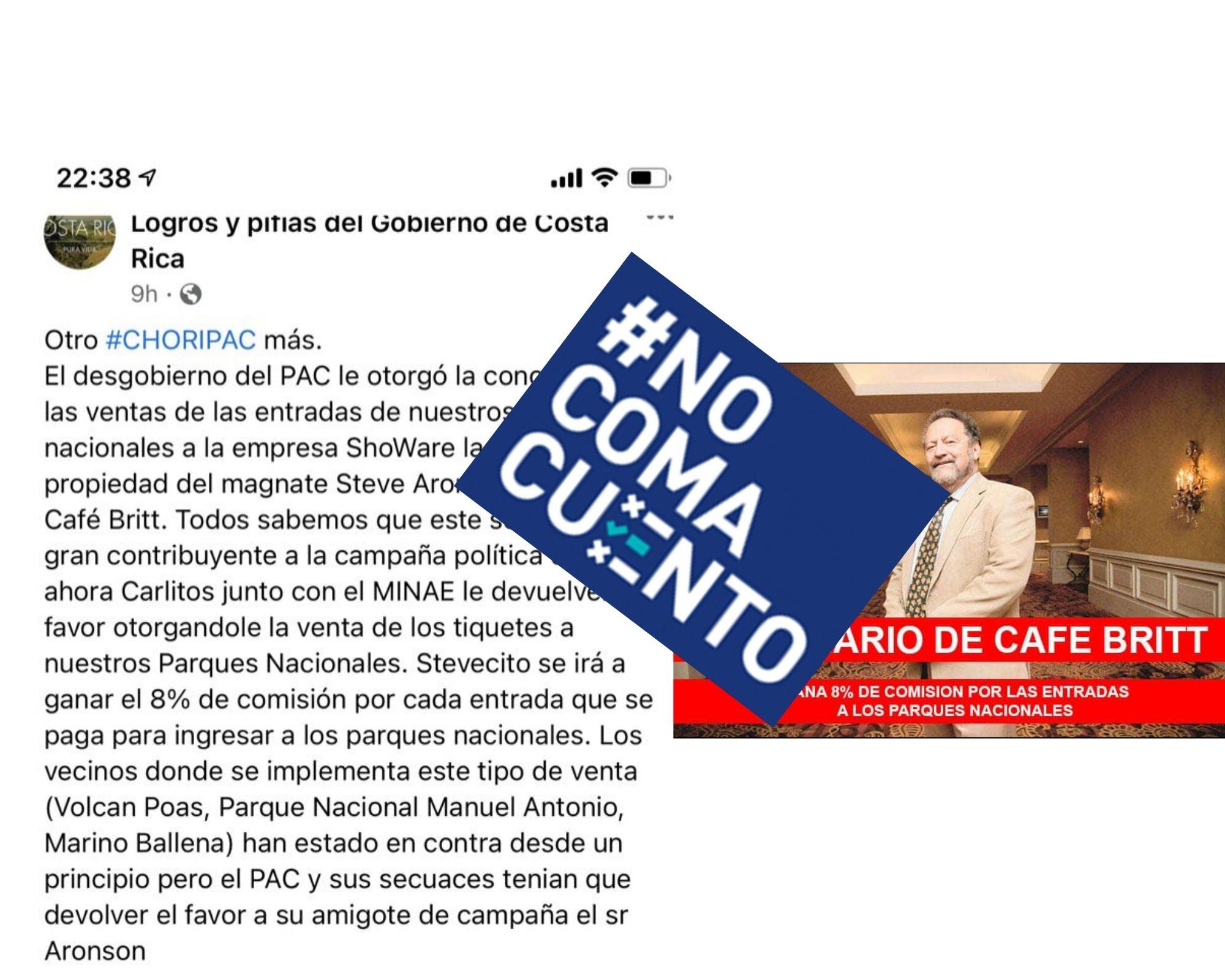 Una falsa publicación de Facebook asegura que el Gobierno le dio al estadounidense Steve Aronson una concesión para comercializar las entradas a los parques nacionales, y con ello ganar el 8% sobre cada tiquete.