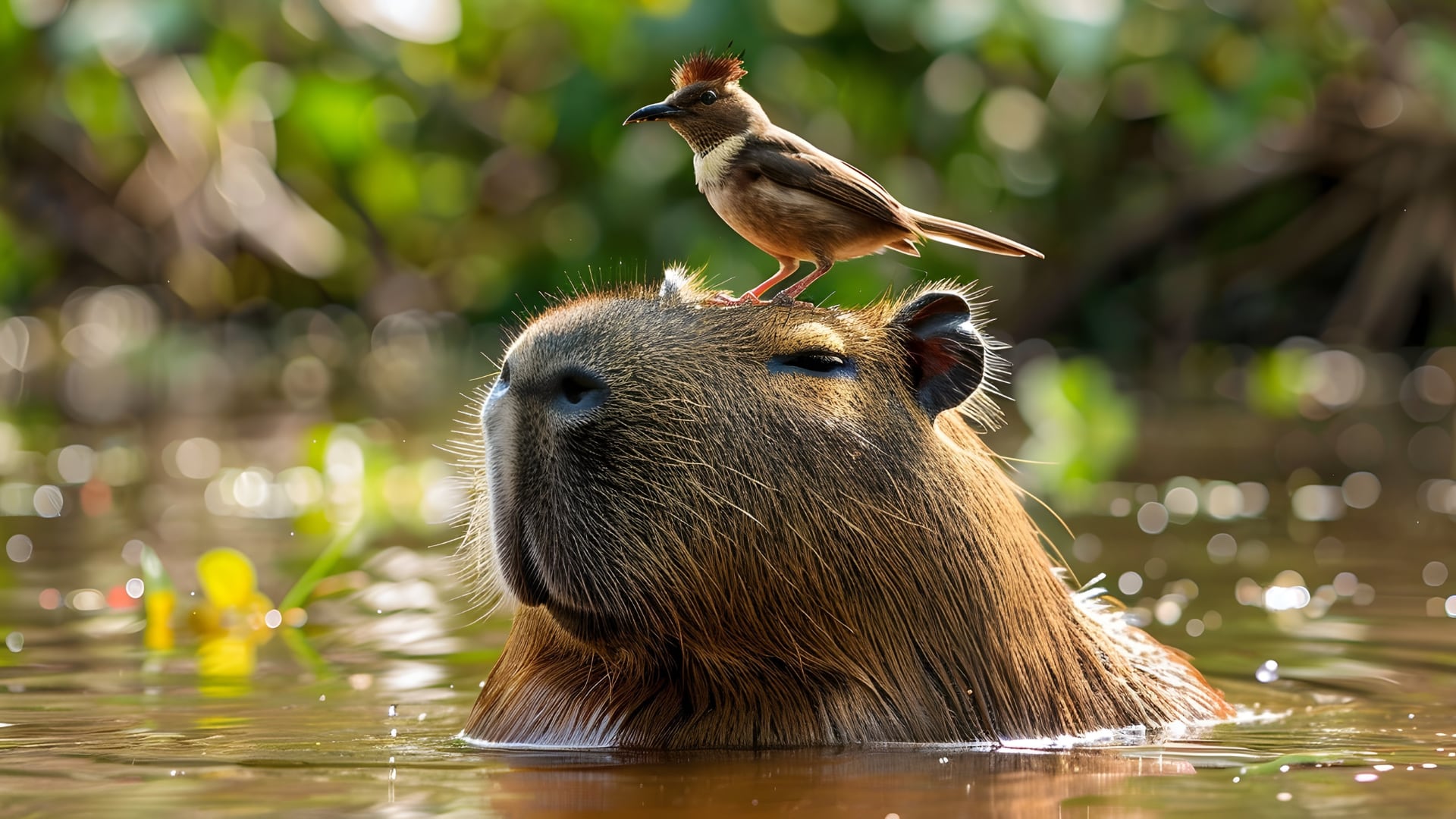 El carpincho o capibara pesa hasta 55 kilos, vive en zonas acuáticas y tiene distintos nombres en América Latina.