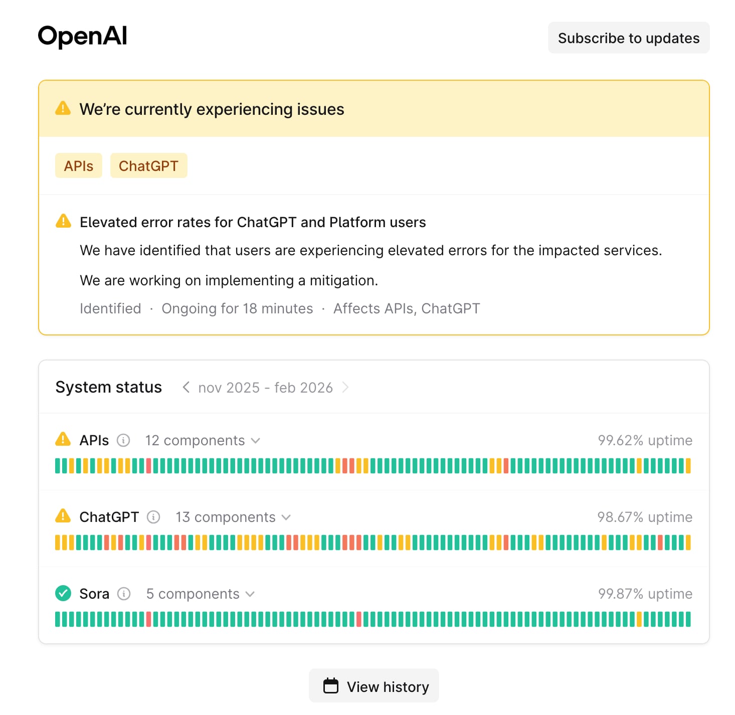 Estado oficial de OpenAI