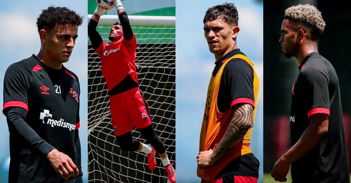 Yeison Molina, Washington Ortega, Anthony Hernández y Kenyel Michel son cuatro de los 23 jugadores que Liga Deportiva Alajuelense lleva a Honduras.