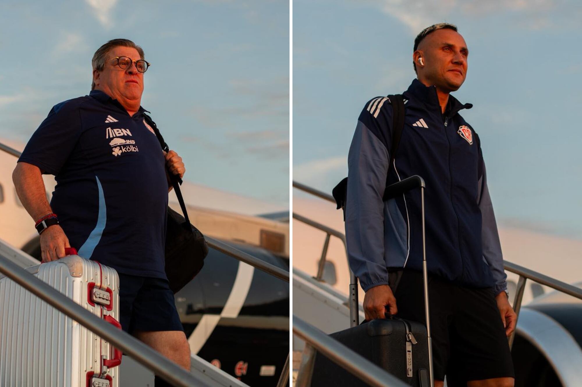 El Piojo Herrera y Keylor Navas descienden del avión con determinación en la antesala del duelo de cuartos de final de la Copa Oro.