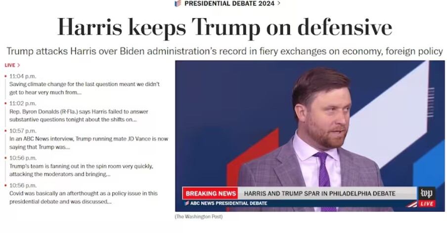 La portada de The Washington Post tras el debate.