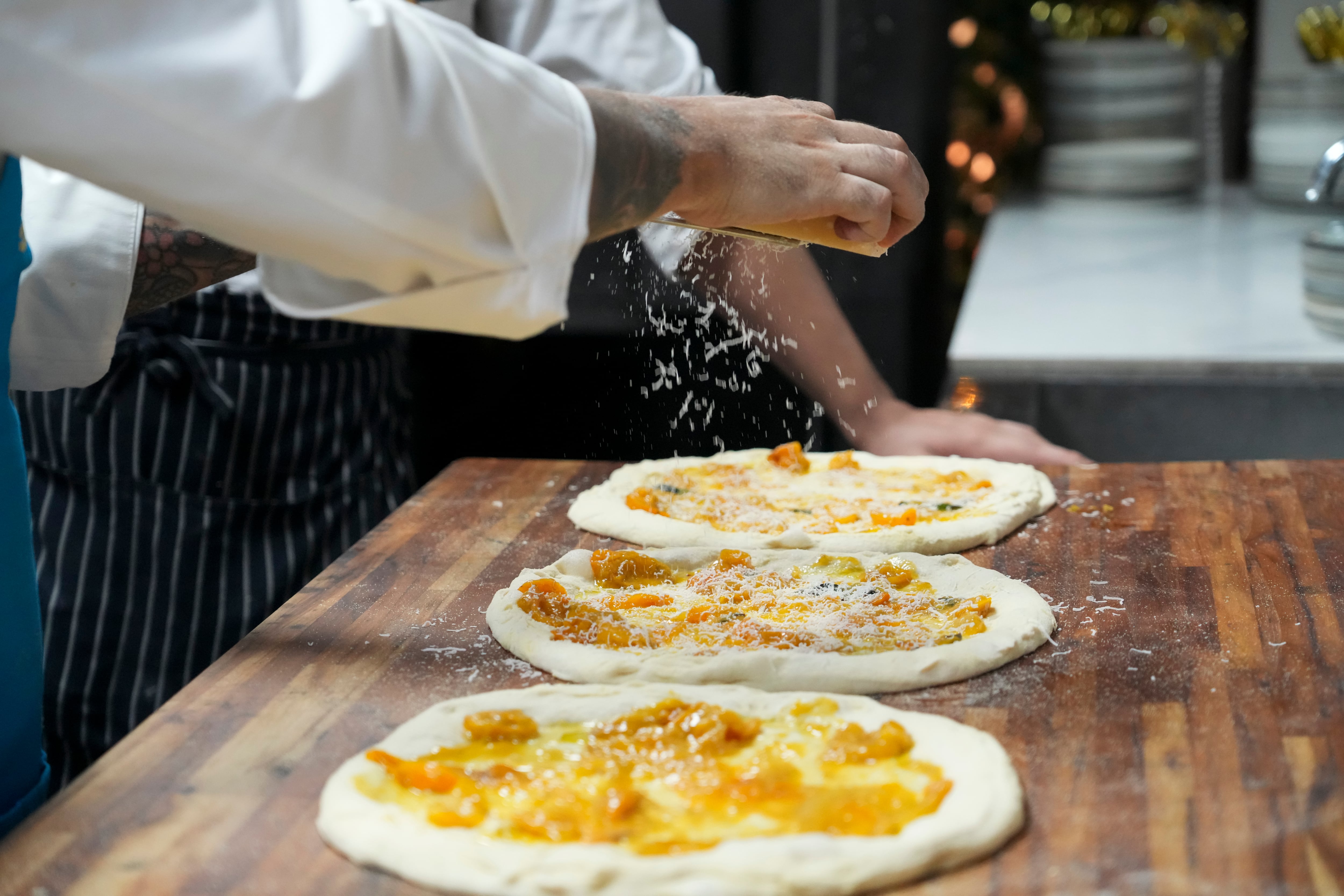 04/02/2025. Evento con el Chef Daniele Gagliotta, campeón mundial de pizzas 2024. En el Restaurante Antica del Chef Ivan Sala. Hotel Luisiana, Santa Ana. Fotgorafía: Lilly Arce.
