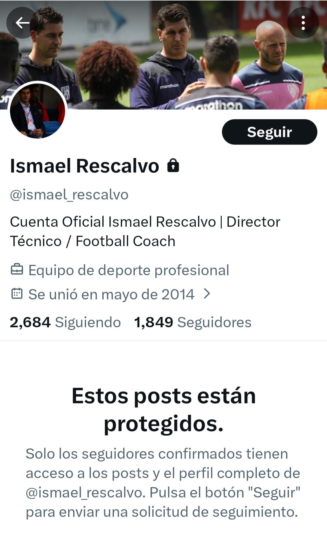 La cuenta de X de Ismael Rescalvo tampoco es pública.