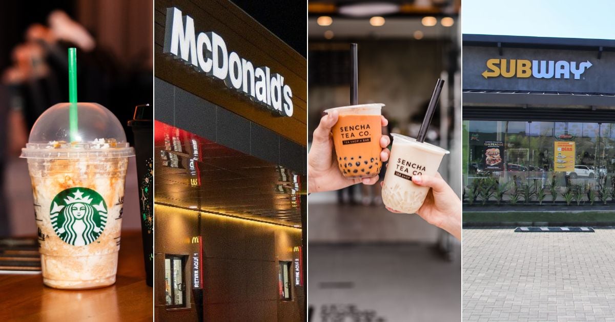 En la imagen, de izquierda a derecha, Starbucks, Mc. Donald's, Sencha Tea and Co, y Subway.