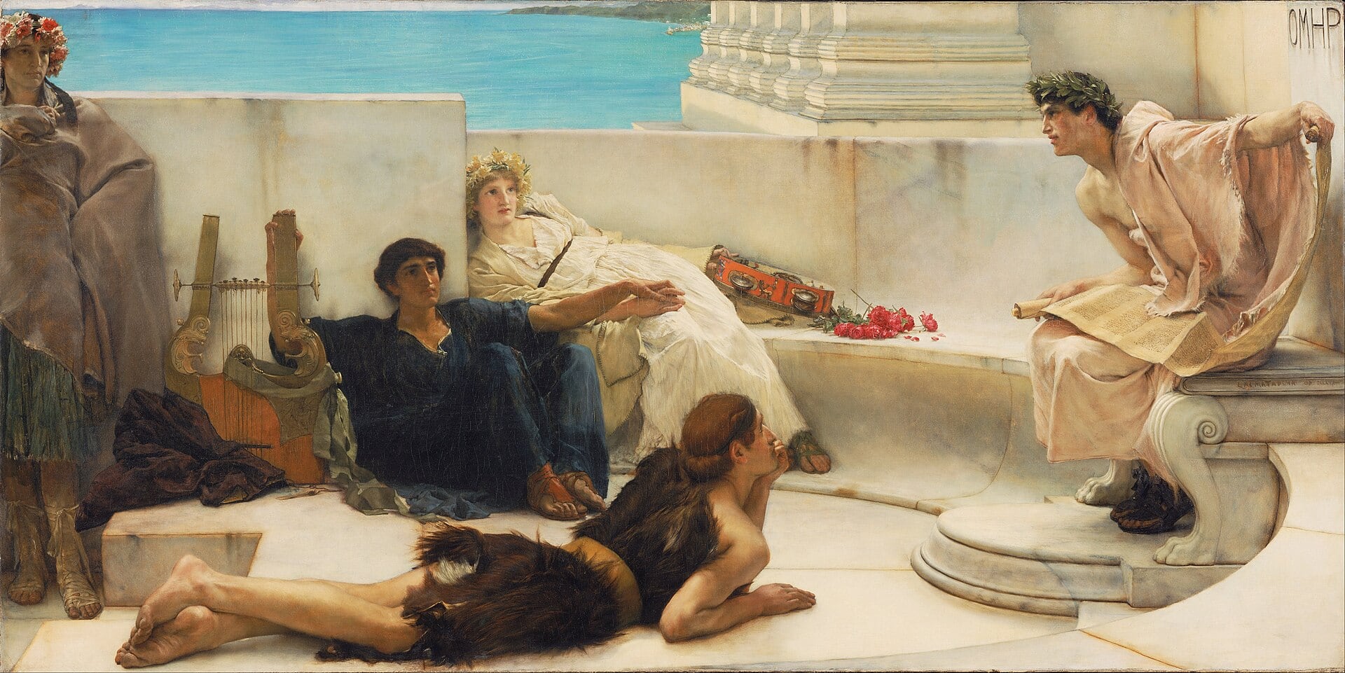 'A Reading from Homer' (1885), óleo, de Lawrence Alma-Tadema, Philadelphia Museum of Art.