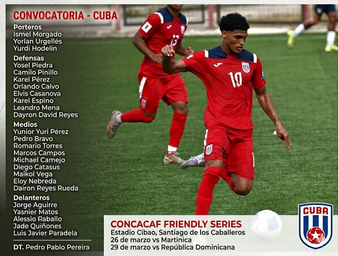 Esta es la convocatoria oficial de la selección de Cuba para la fecha FIFA de marzo.