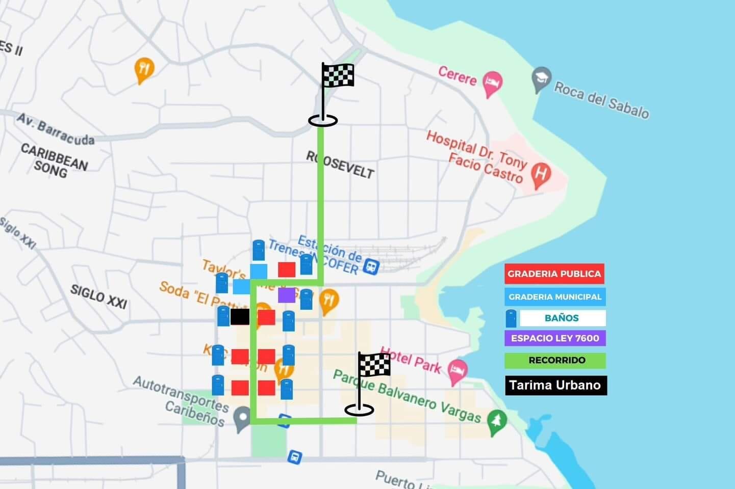 La Municipalidad de Limón compartió el recorrido oficial que realizará el Grand Gala Parade este sábado 31. (Foto: tomada de redes) (Municipalidad de Limón)