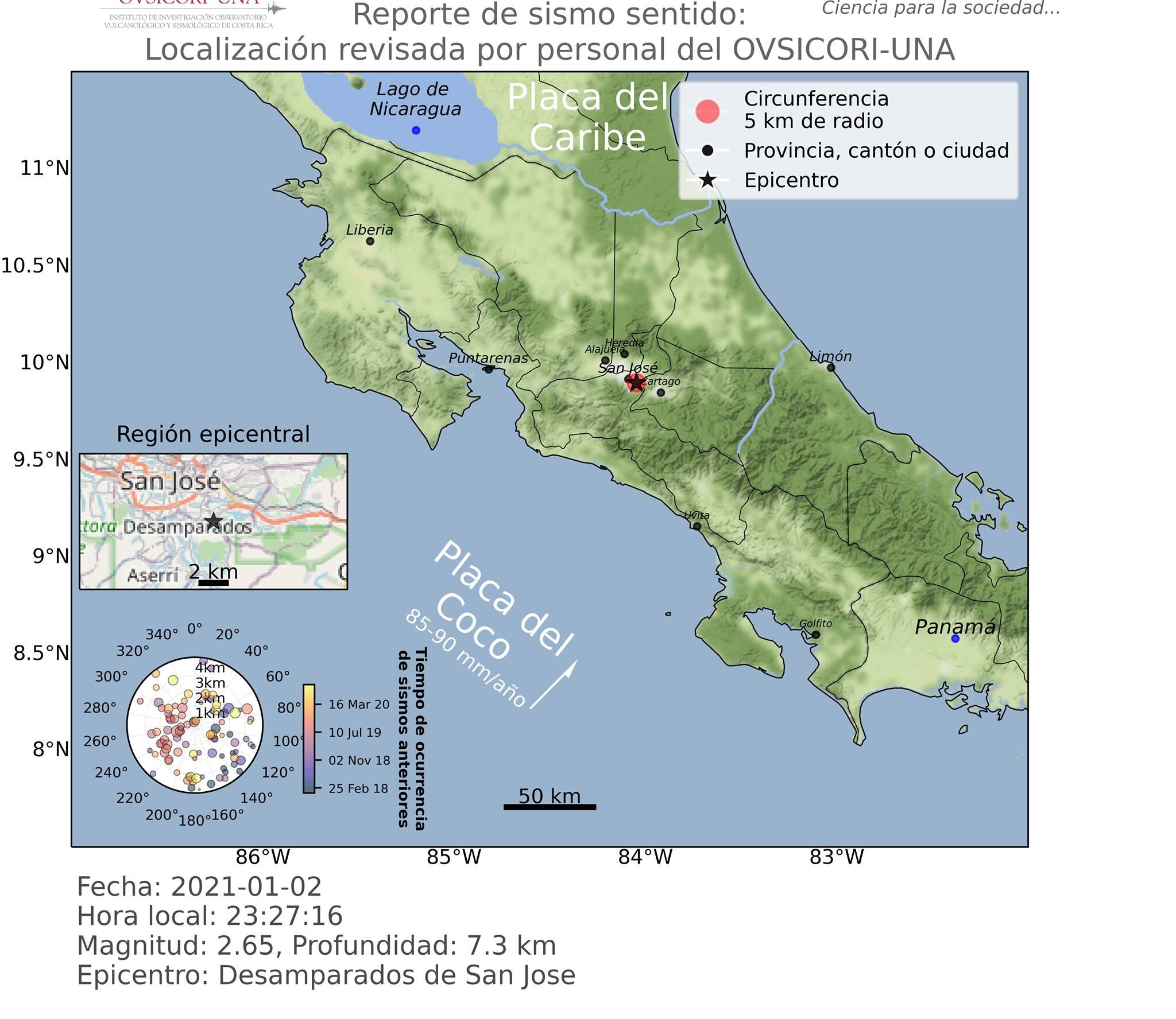 El enjambre sísmico se desarrolla en una zona de las más urbanizadas y pobladas de San José . Imagen. Ovsicori.