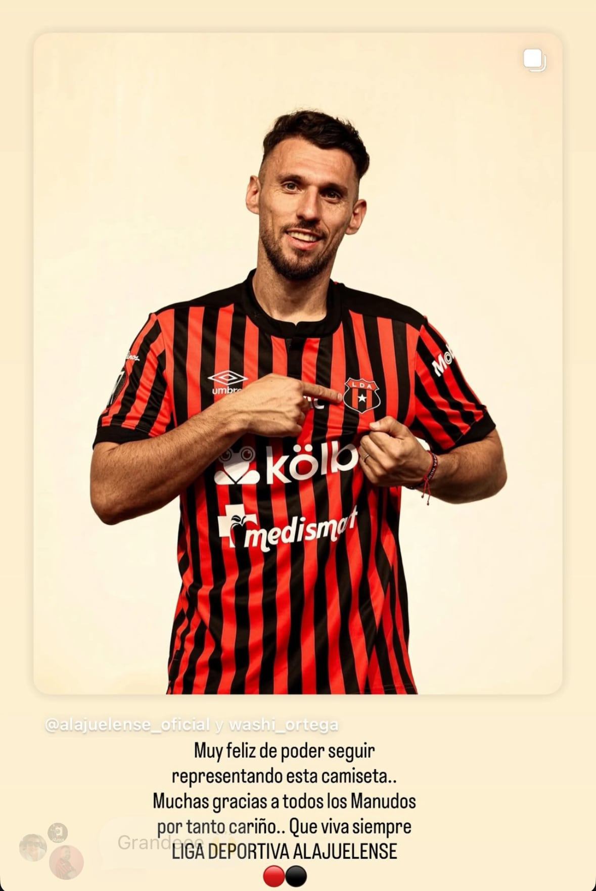 Este fue el mensaje de Washington Ortega cuando se oficializó que renovó su contrato con Liga Deportiva Alajuelense.