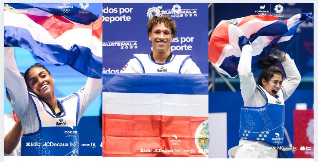 Juegos Centroamericanos Guatemala 2025
Taekwondo
 Neshy Lee Lindo Álvarez, 
Laura Sancho Cartín
ohn Josué Chévez
Medallistas de oro
28 de octubre de 2025
Fotografías: Comité Olímpico