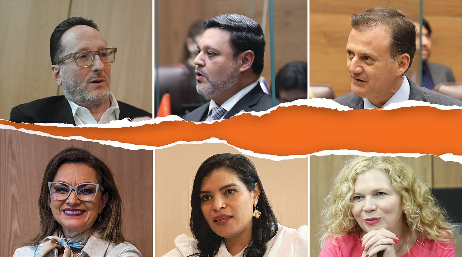 Imágen de los tres integrantes de la fracción del PLP y de las tres exmiembros de la agrupación.