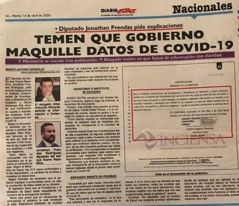 Nota publicada por Diario Extra este martes.