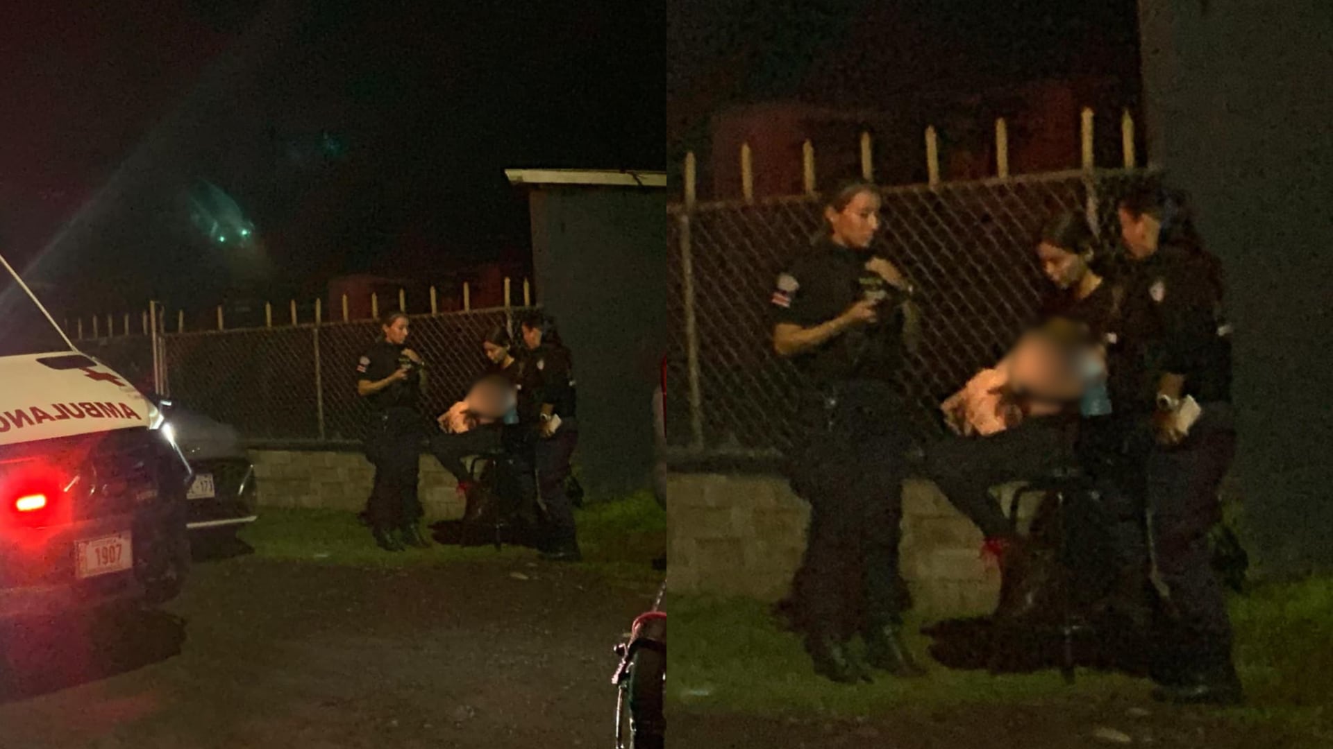 Con un biberón en la mano y una silla, oficiales de la Fuerza Pública intentaron consolar a la bebé en medio de la escena donde sus padres fueron asesinados a balazos.