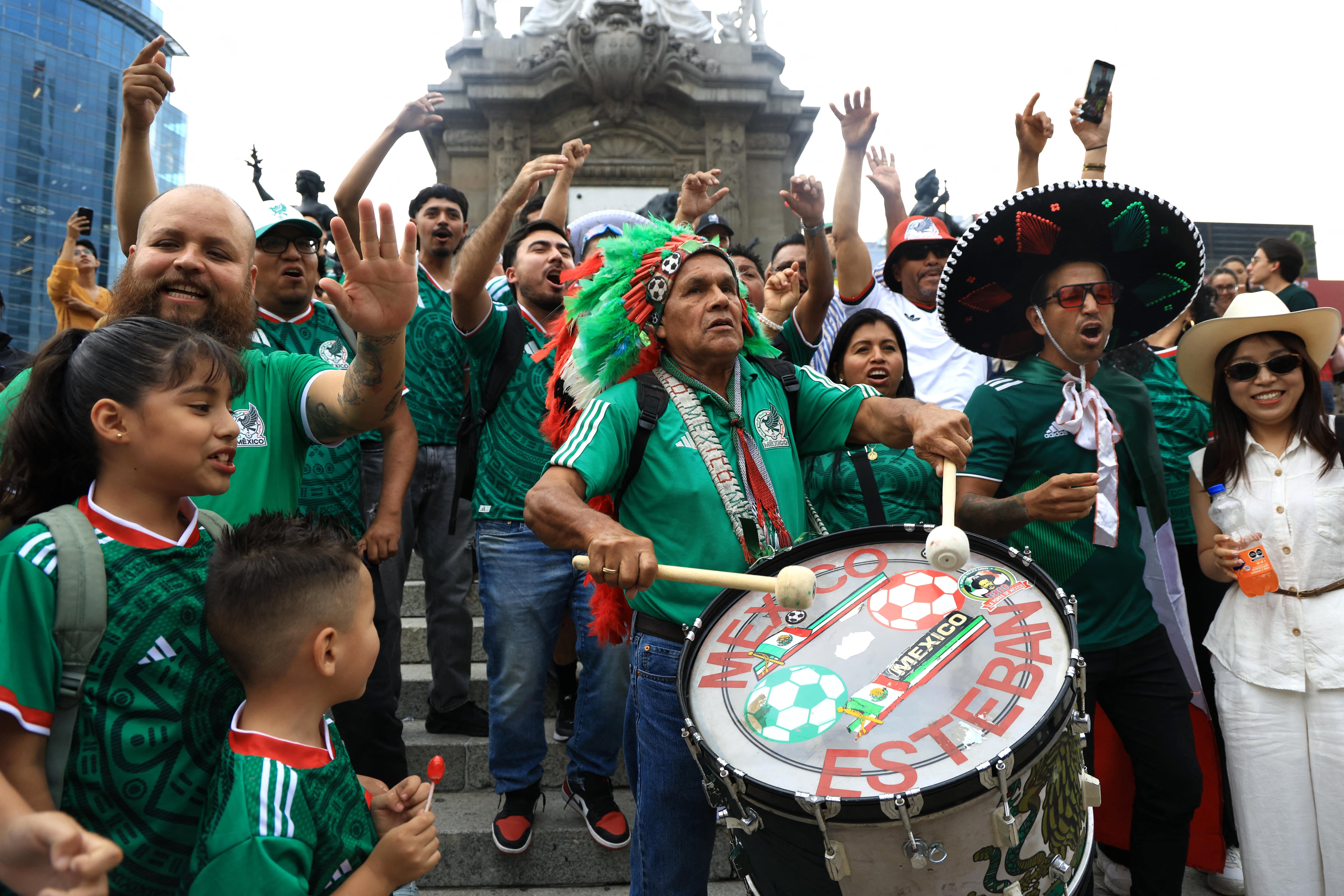 Maxico's Footbal fans are excited in Mexico City on June 10, 2026, ahead of FIFA World Cup match againct South Africa.( The Yomiuri Shimbun ) (Photo by Takuya Yoshino / The Yomiuri Shimbun via AFP)