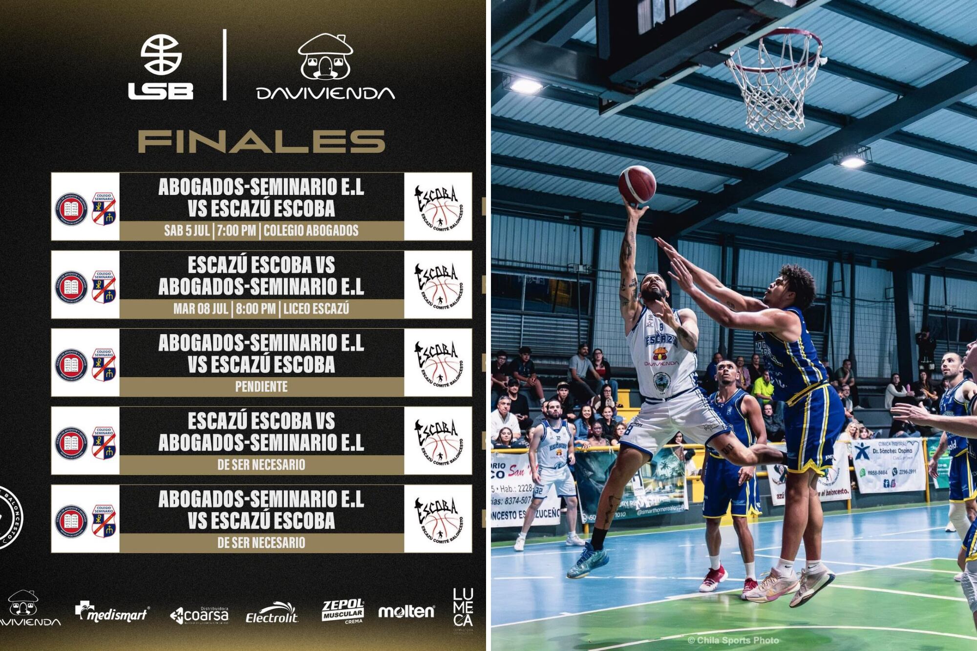 Gran final del baloncesto costarricense entre Escazú Escoba vs. Abogados Seminario