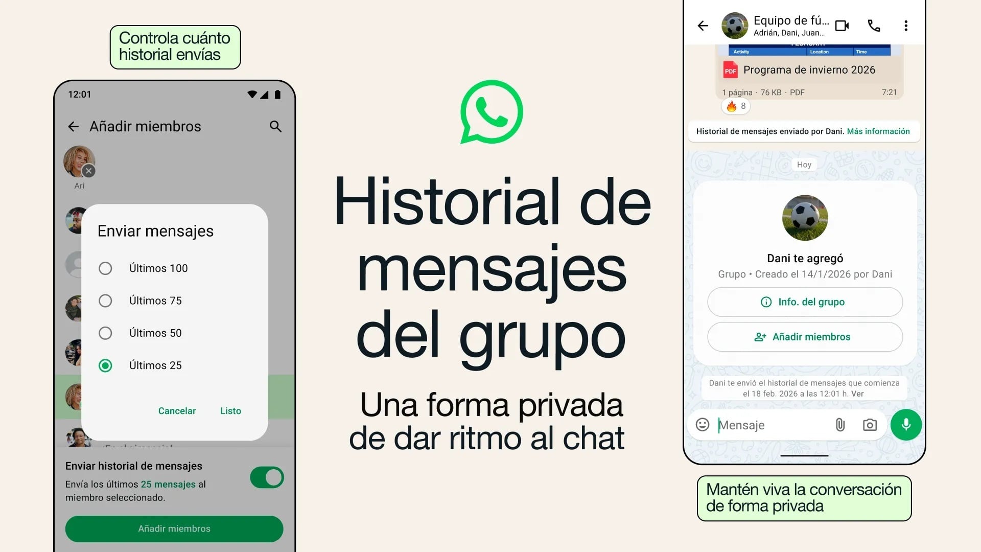 La nueva herramienta facilita que nuevos integrantes de grupos reciban mensajes previos sin capturas ni reenvíos.