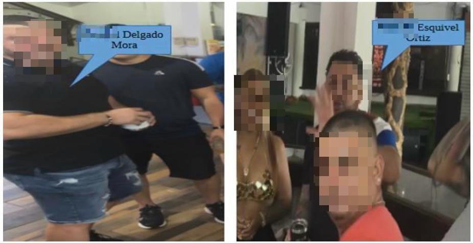 Un exagente del OIJ, de apellidos Delgado Mora, alias Mr. Músculo (camisa negra, short de mezclilla), figura en el expediente Riverside como enlace entre las organizaciones de Diablo y Pecho de Rata.