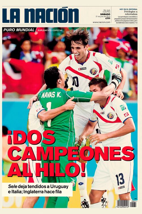 Portada de La Nación del 21 de junio del 2014