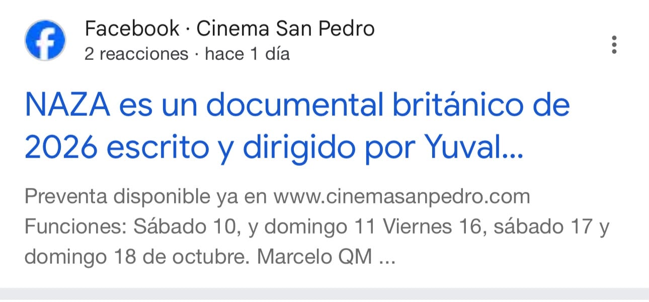 Posteo de Cinema San pedro sobre esta película. Ya no aparece disponible.