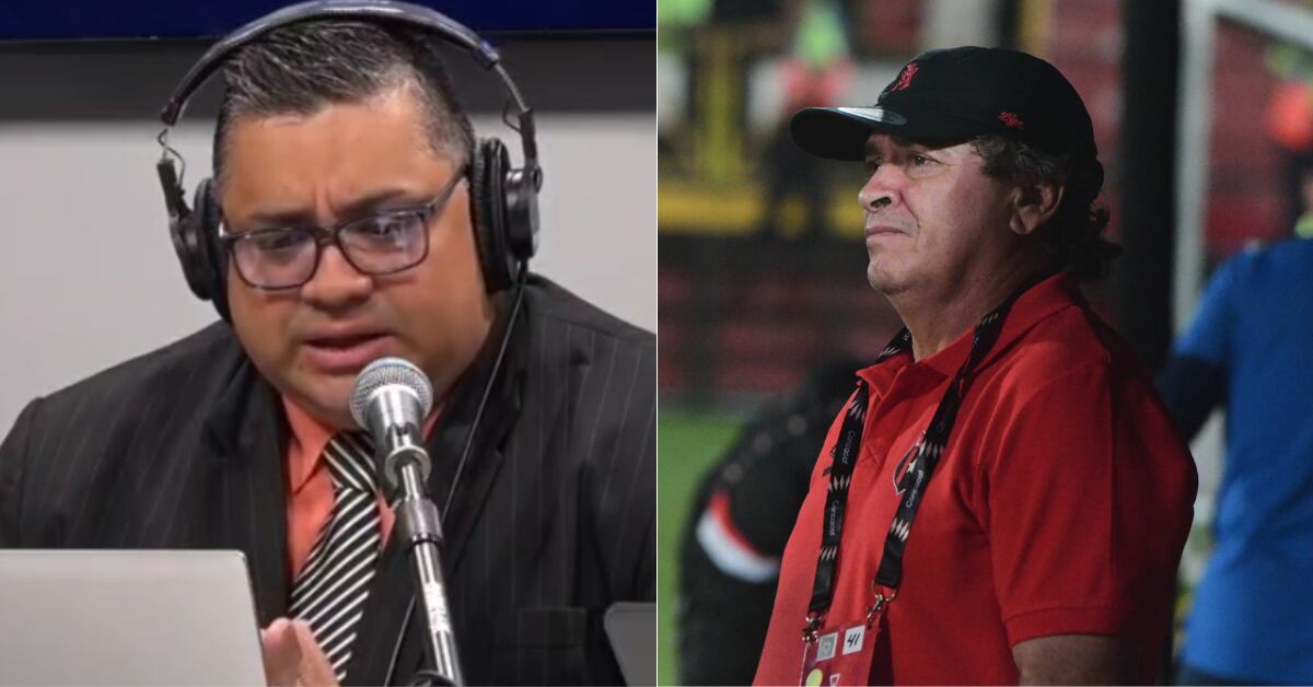 Christian Sandoval, periodista de TDMás, y Óscar Ramírez, entrenador de Liga Deportiva Alajuelense.