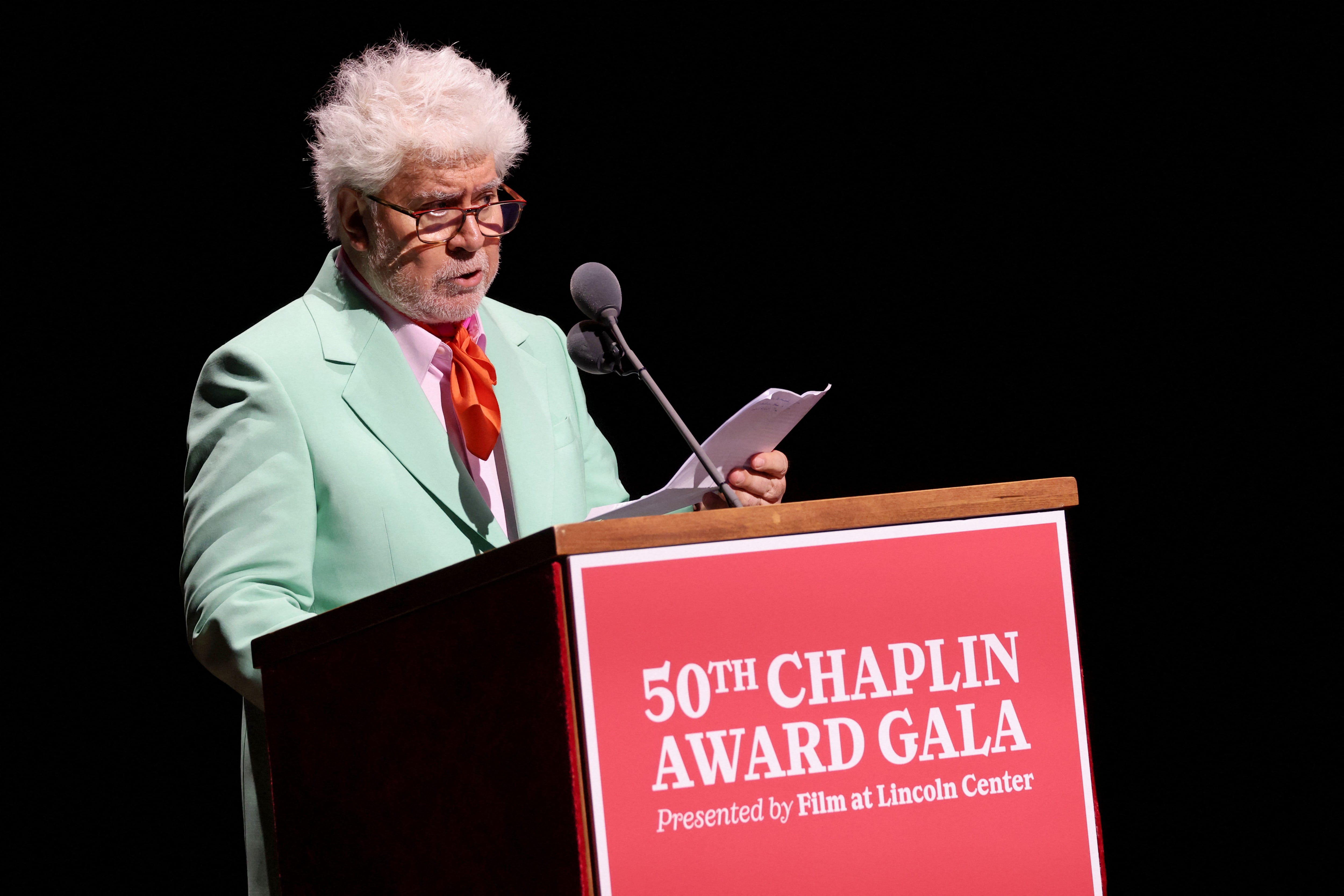Pedro Almodóvar durante la Gala de los Premios Chaplin, el 28 de abril anterior en Nueva York. Fotografía: