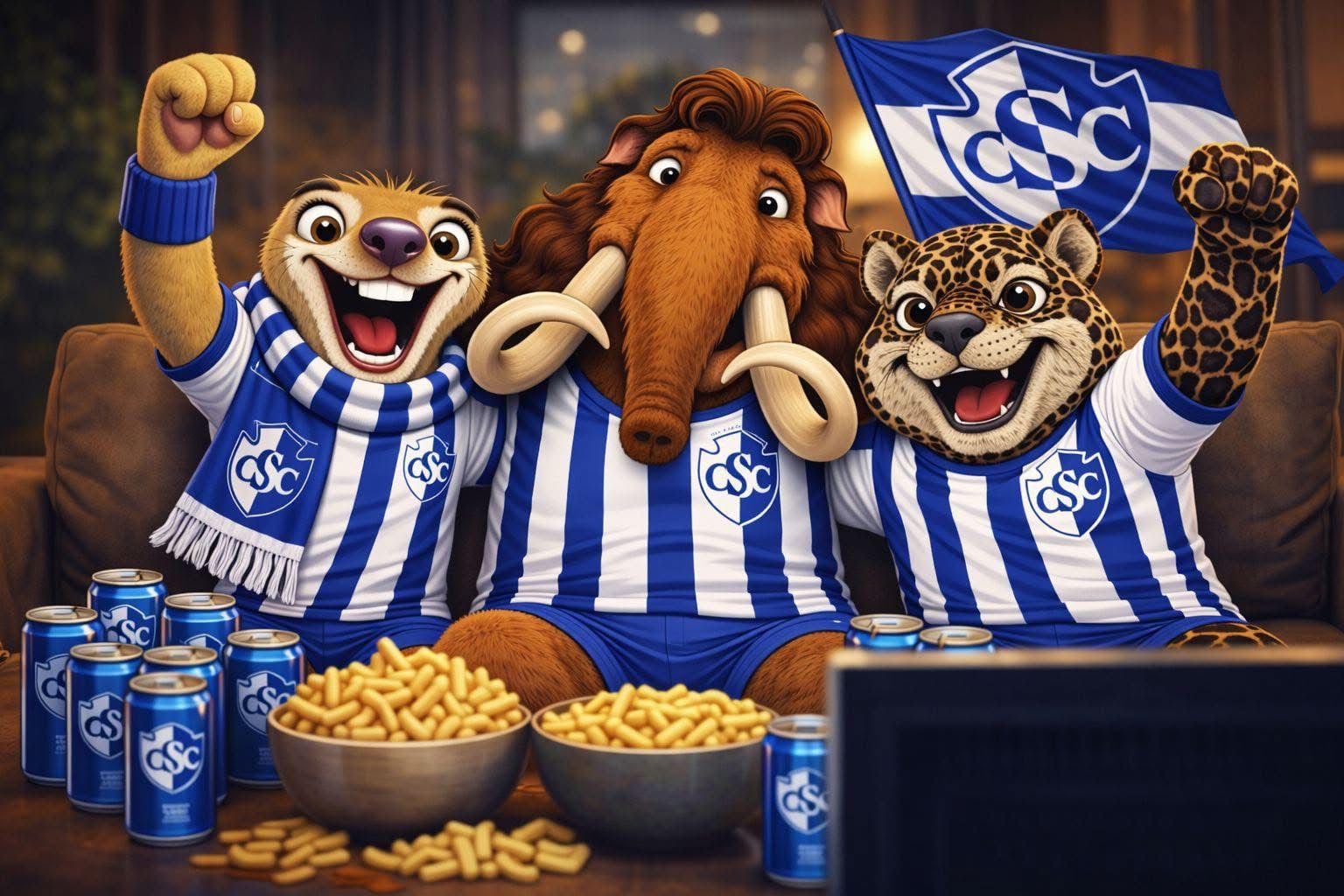 Esta es la imagen que publicó el Club Sport Cartaginés, con su mascota Max junto al mastodonte y el perezoso gigantes que al parecer fueron descubiertos en le provincia.