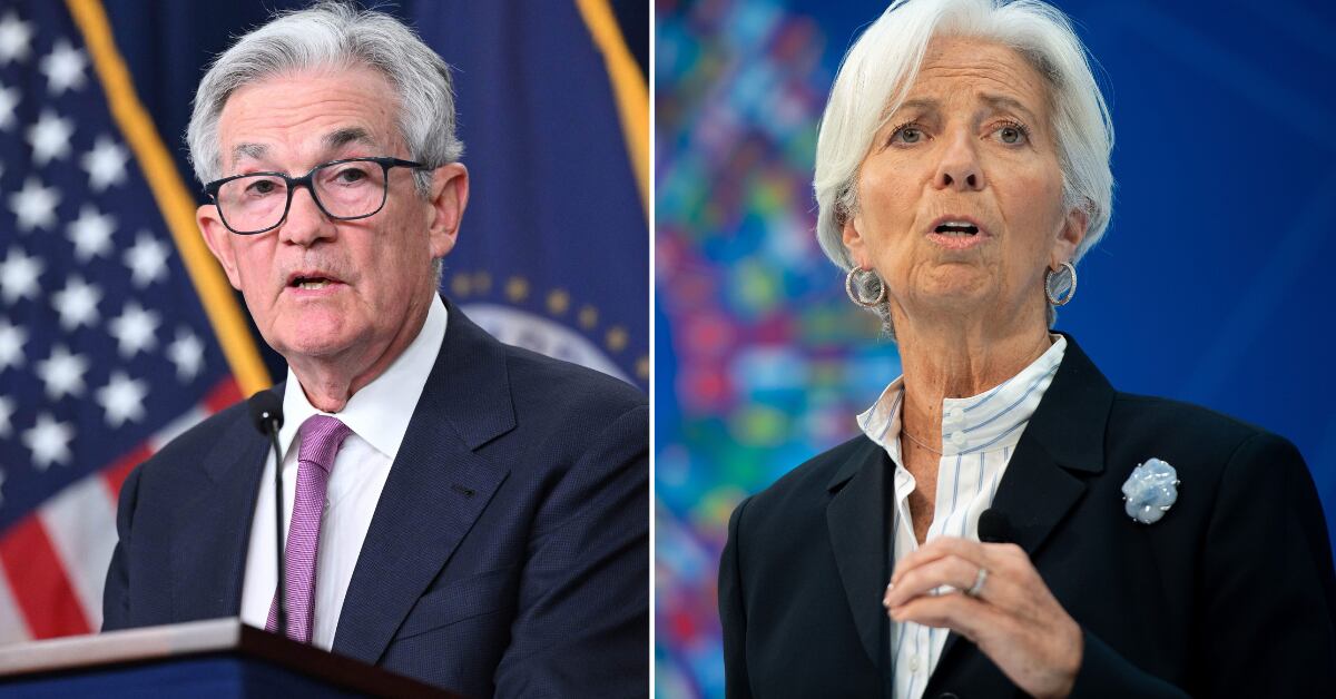 Jerome Powell, presidente de la FED y Christine Lagarde, presidenta del BCE.
