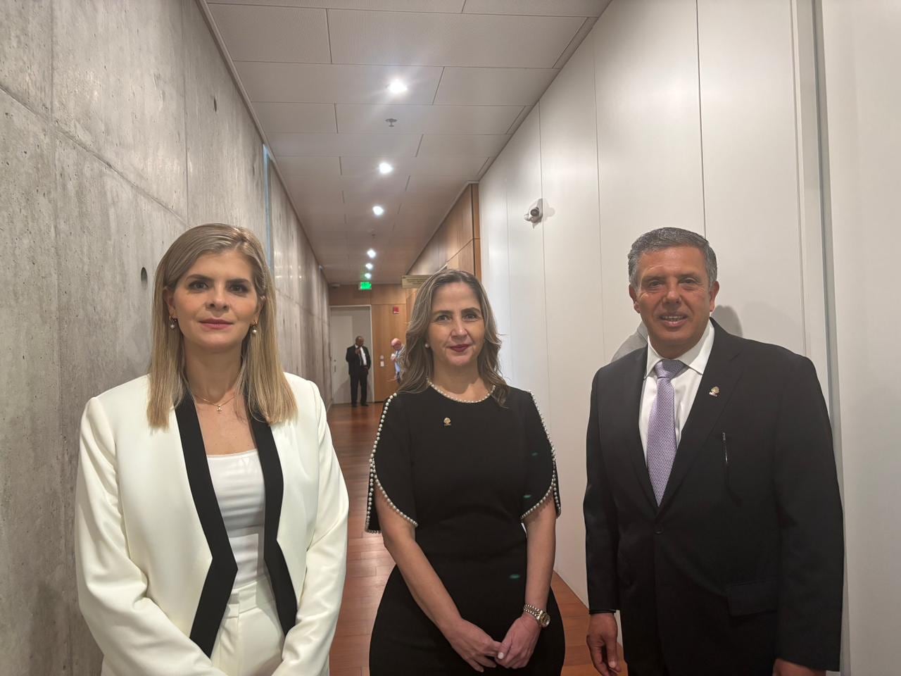 La presidenta electa, Laura Fernández, se reunió con el jefe y la subjefa de fracción del PLN, Óscar Izquierdo y Alejandra Larios, mientras el plenario no completaba el cuórum necesario para sesionar.