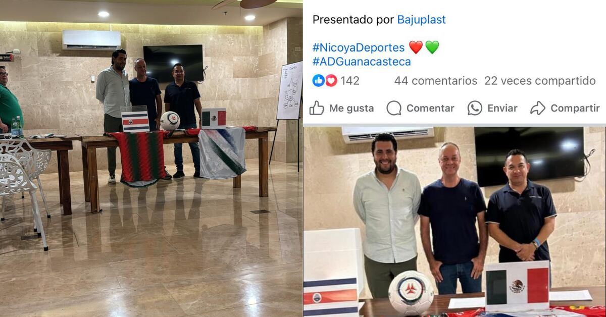 Estas son las imágenes, la de la izquierda se ve a Ronald Freer y en la derecha la que hizo pública Nicoya Deportes, donde se firma el contrato que Freer asegura no tiene validez.