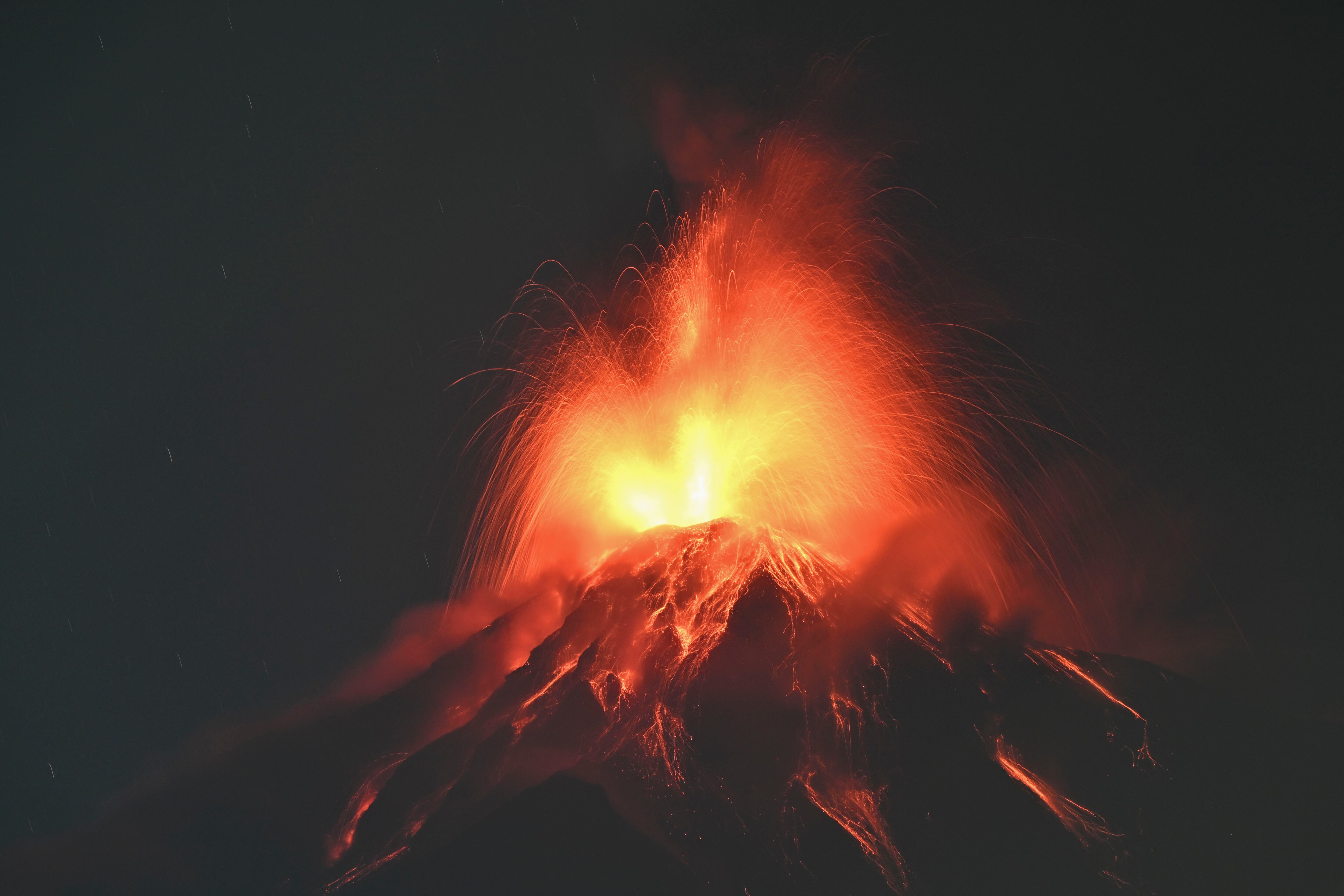 Fuego volcano erupts as seen from Alotenango, a municipality in Sacatepequez department some 65 kilometres southwest of Guatemala City, on March 10, 2025. Guatemala declare