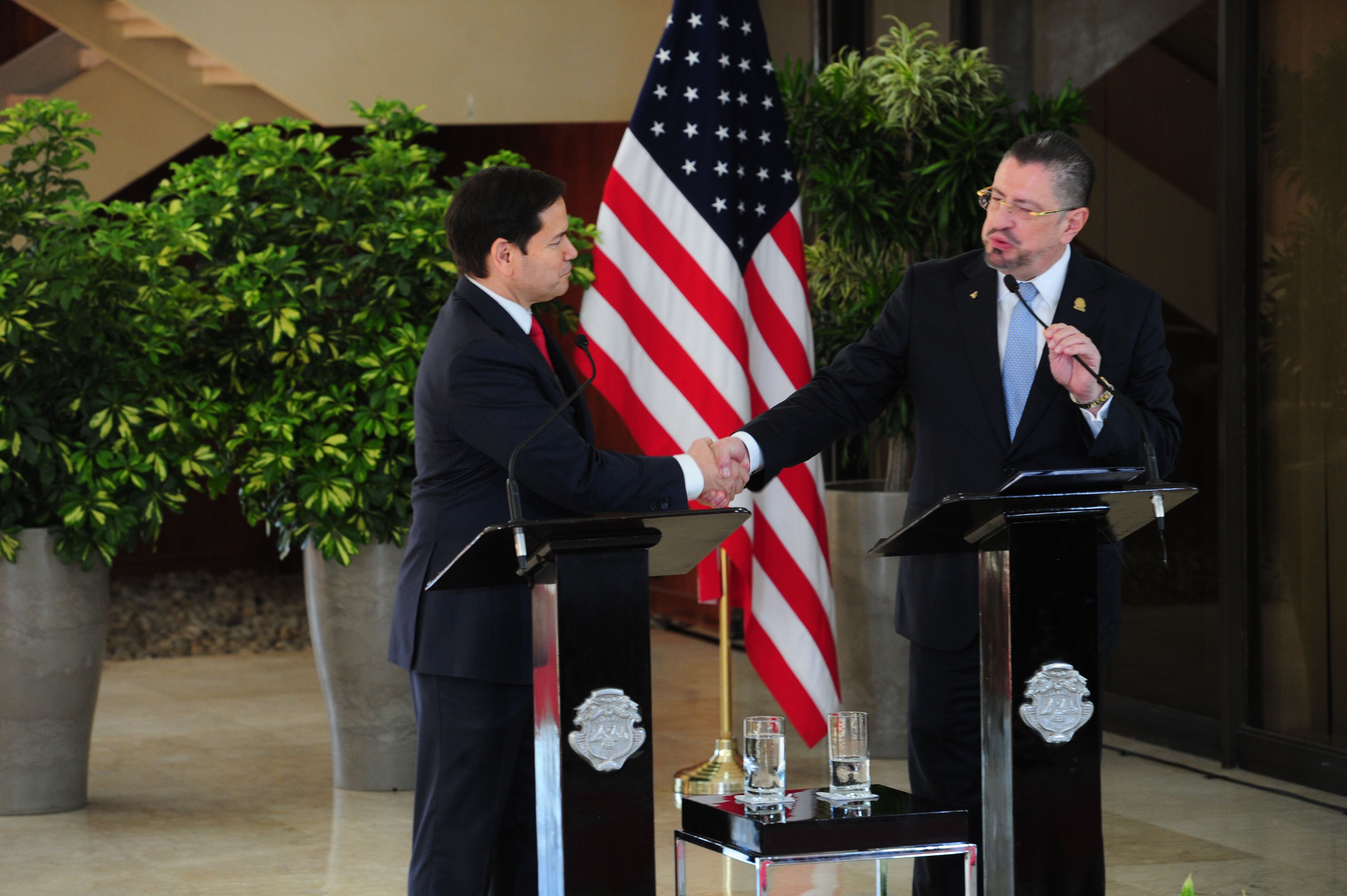 04/02/2025 Casa Presidencial, visita del secretario de Estado de Estados Unidos, Marco Rubio al país, lo acompaña el Sr presidente Rodrigo Chaves, fotografía: Marvin Caravaca