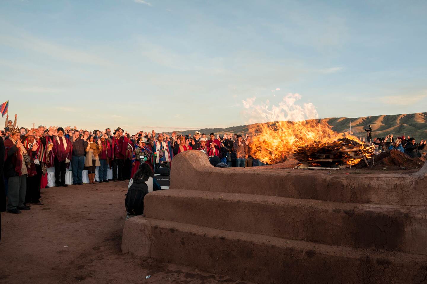 El presidente de Bolivia, Evo Morales, acudió el jueves a las ruinas precolombinas de Tiahuanaco para conmemorar, con una ceremonia religiosa aymara, sus 10 años en el poder.