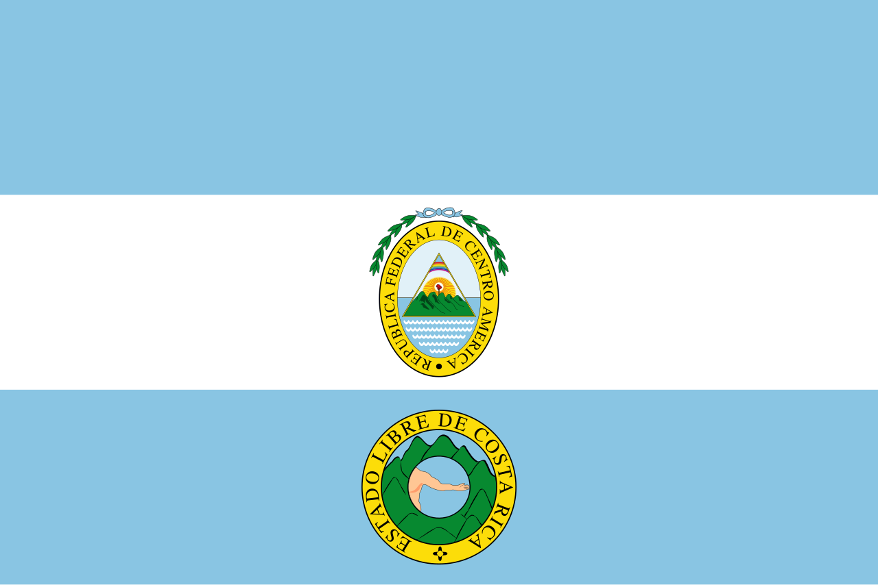 Bandera de Costa Rica en 1826. María I. Carvajal A., Símbolos Nacionales de Costa Rica: la otra historia, 2017.