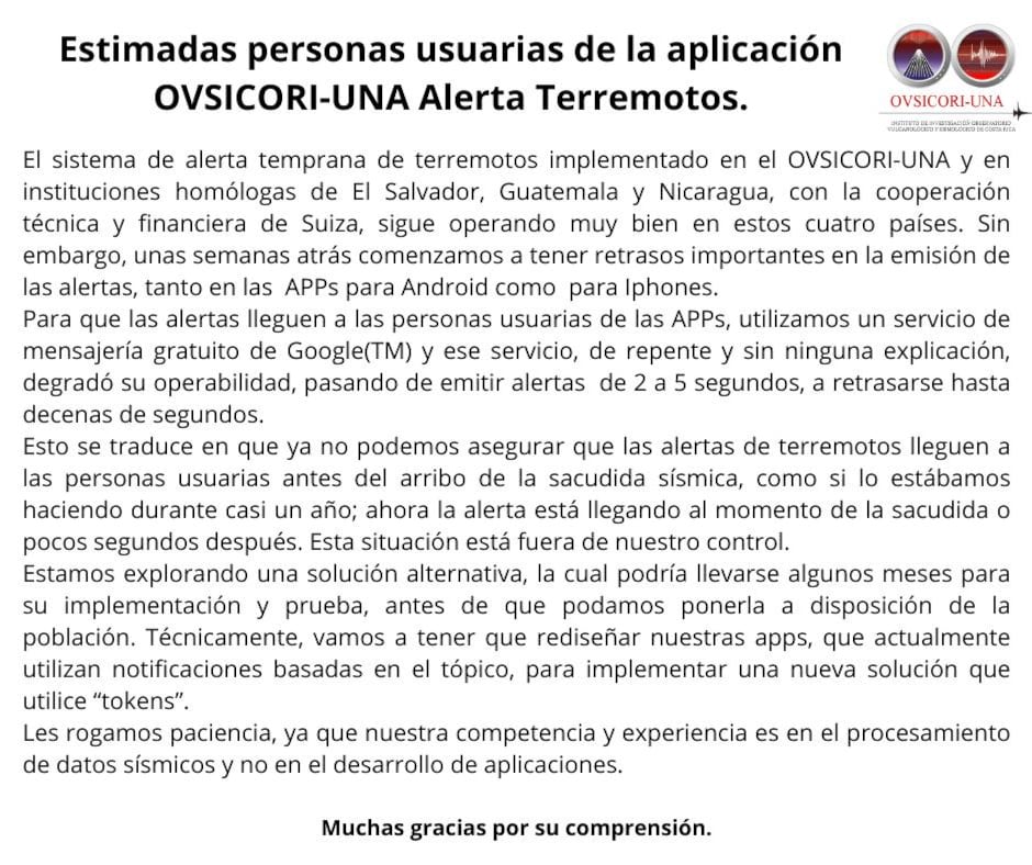 Los retrasos se producen para la aplicación del Ovsicori en los dispositivos iPhone y Android. (Foto: tomada de redes del Ovsicori) (Ovsicori)
