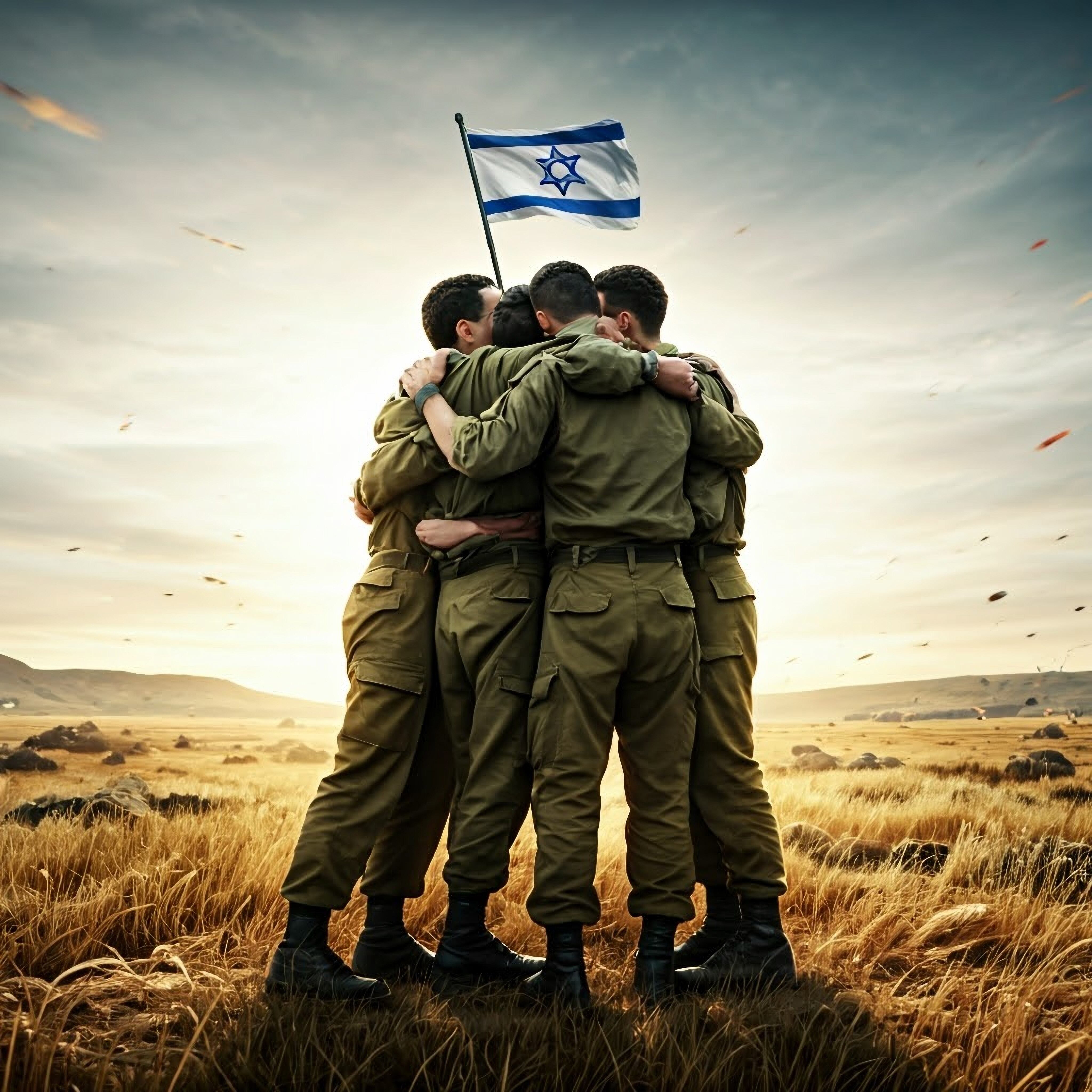 Soldados israelíes en un momento de apoyo mutuo