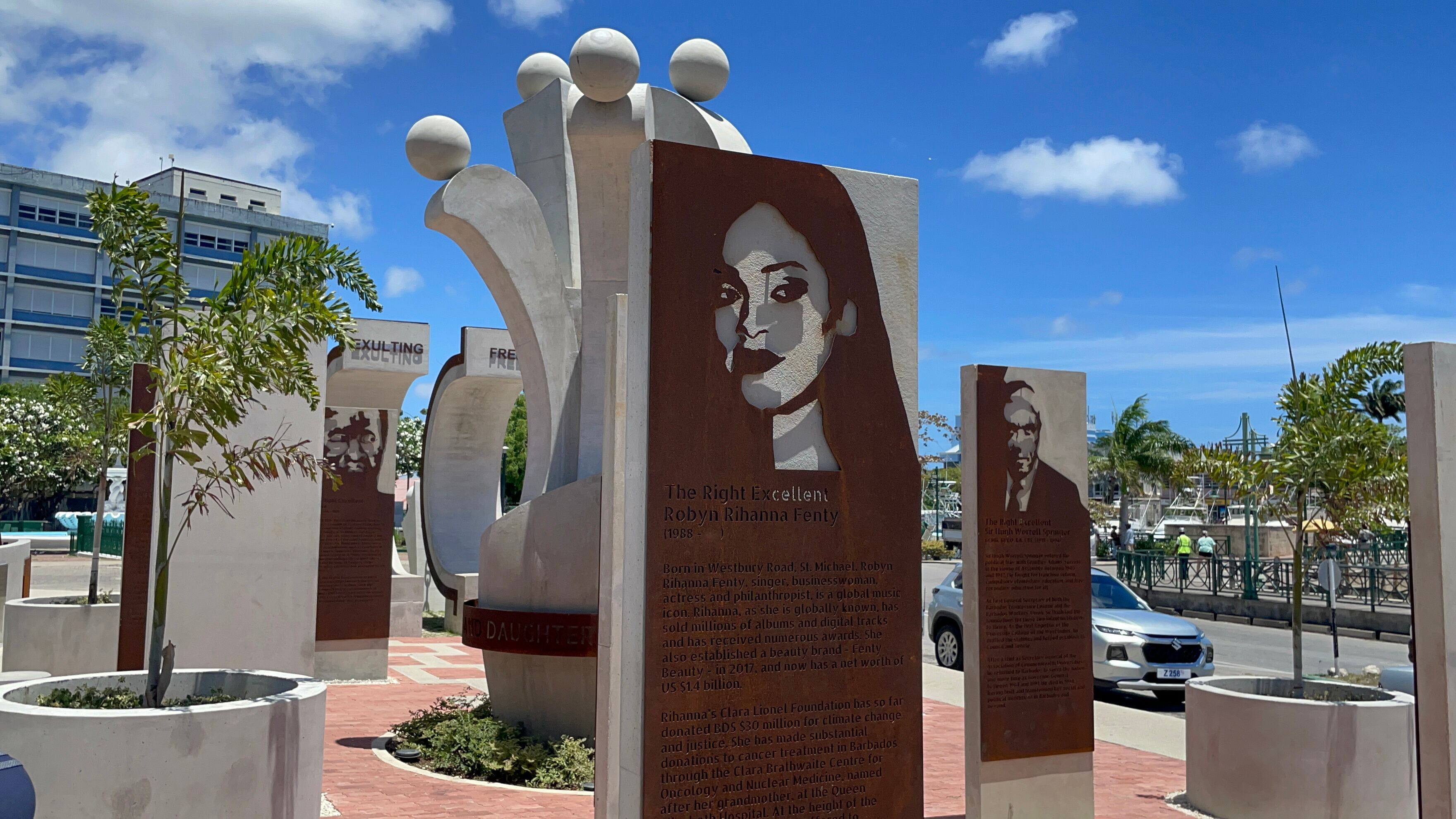 Imagen de la cantante Rihanna en Bridgetown, Barbados.