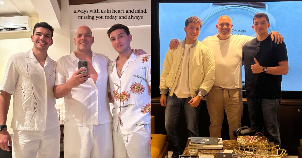 Daniel Drew (centro) junto a sus hijos, el mayor que lleva su mismo nombre, Daniel y Gabriel.