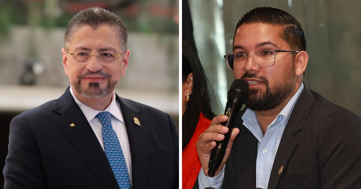 Rodrigo Chaves, presidente de la República, y el alcalde de Paraíso, Michaell Álvarez.