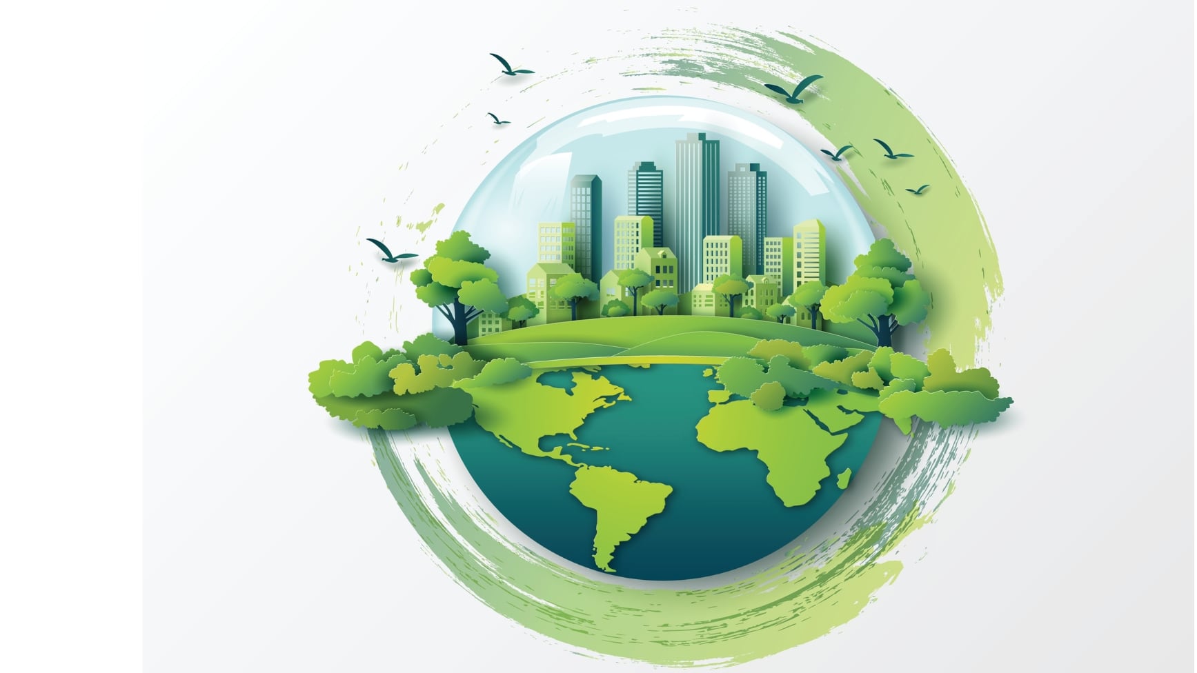 Planeta verde, regeneración del planeta, vida ecoamigable y sostenible, Tierra sin humanos