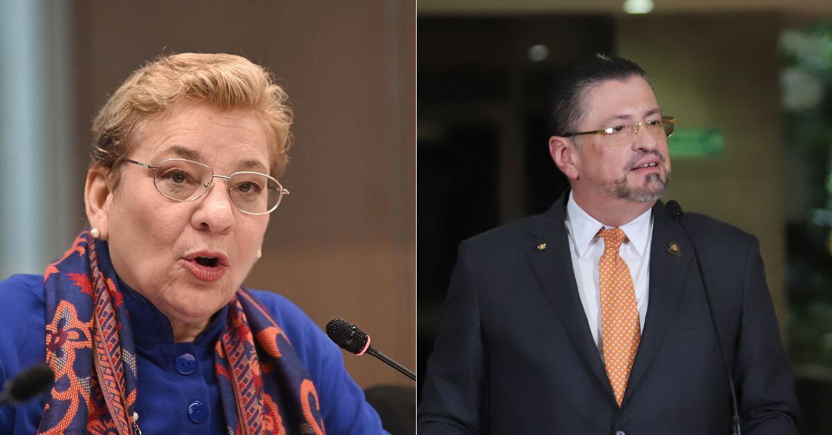 En la imagen, la exministra del MEP, Anna Katharina Müller a la izquierda, y, a la derecha, el presidente Rodrigo Chaves.