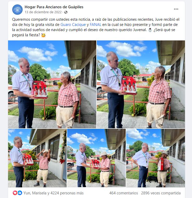 Don Juvenal se volvió viral en las redes sociales después de pedir un litro de Cacique para Navidad en el 2022 y luego recibir su obsequio. Foto: Captura