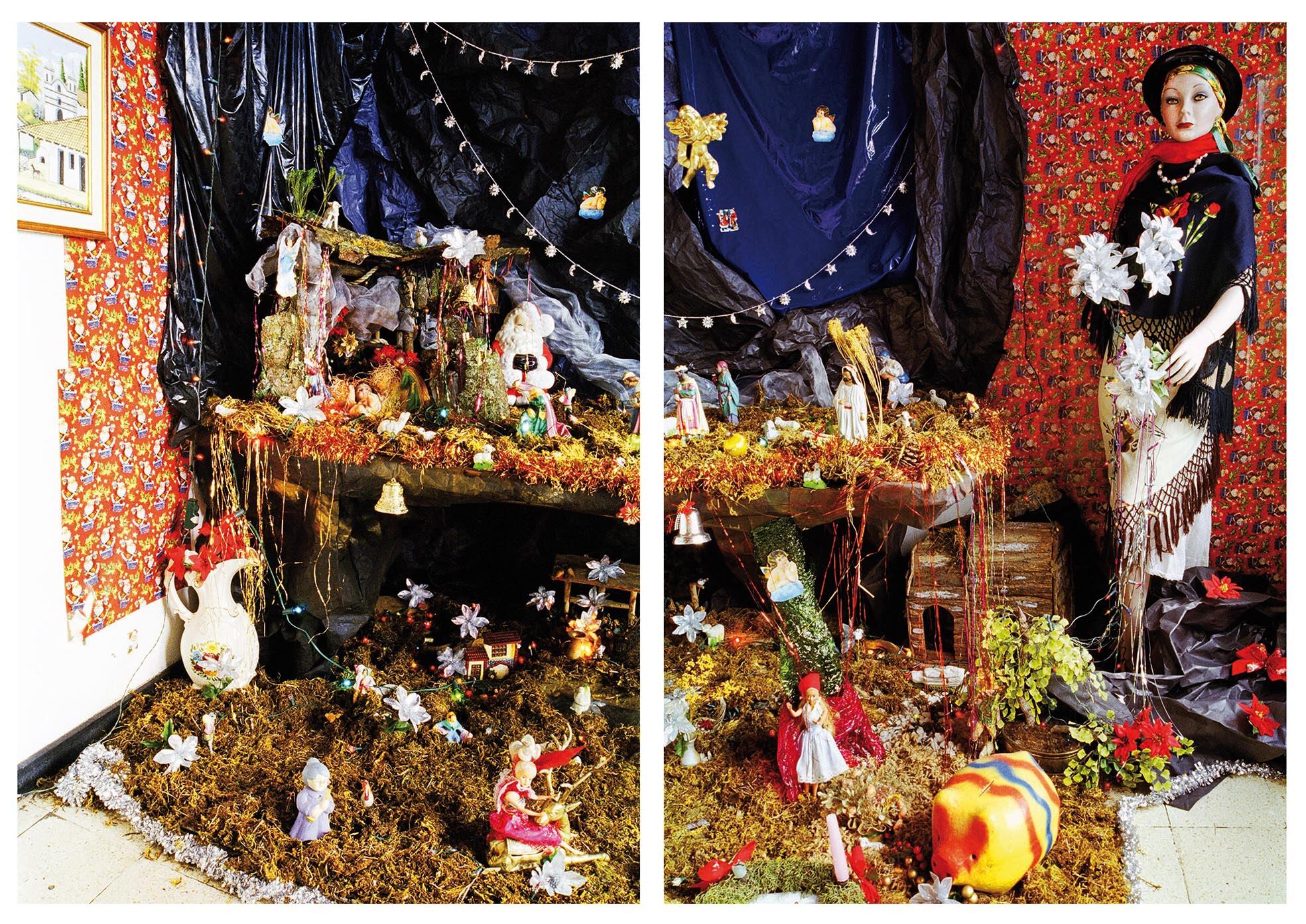 Portal de Juan Diego Roldán, Impresión digital a partir de negativo en color, 2001.
Con los portales, la artista ha explorado el sentimiento carnavalesco que de manera natural se manifiesta en la cultura popular costarricense. Las fotografías dan cuenta del desbode y de la anulación de jerarquías.