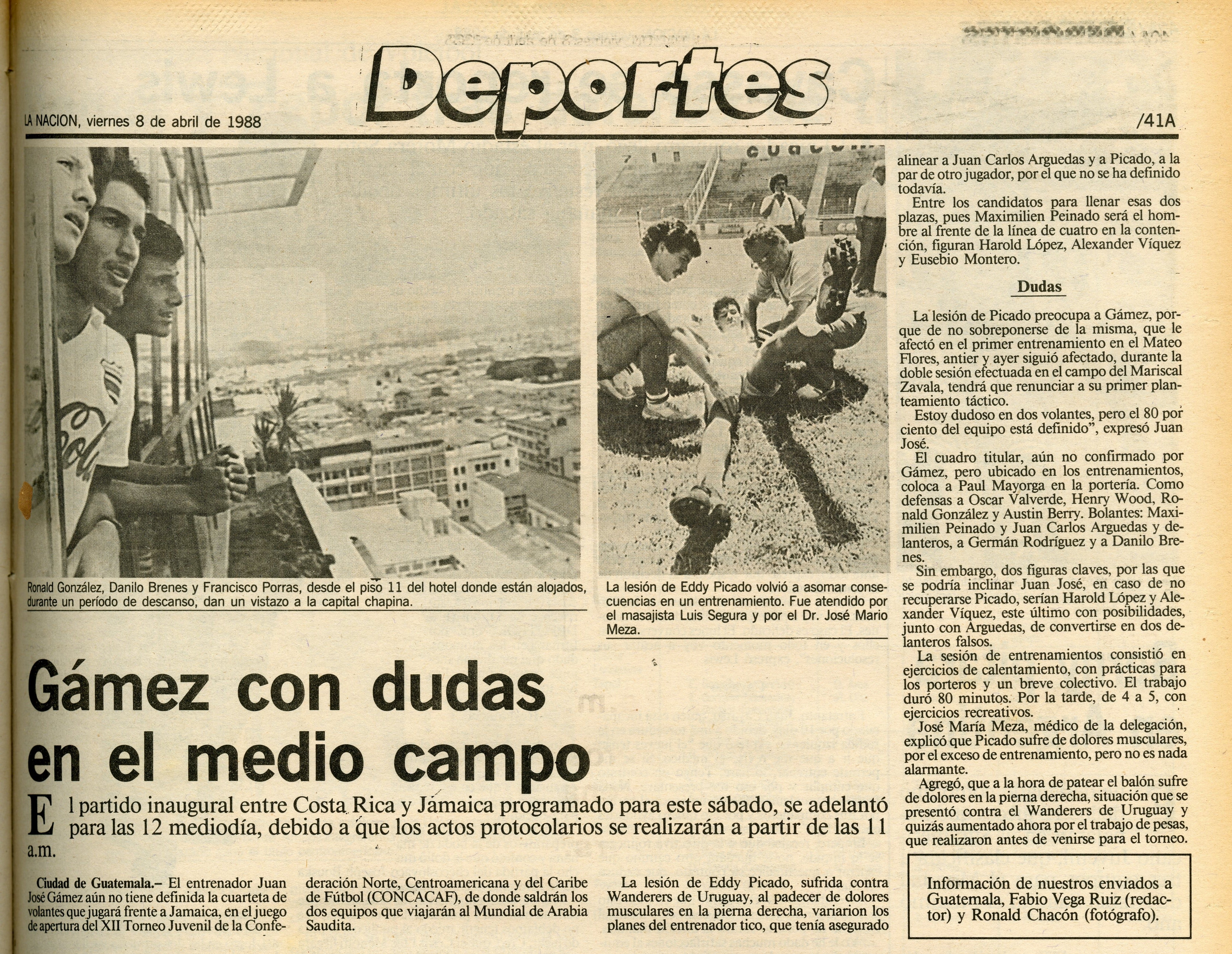 Juan José Gámez trató de tomar las mejores decisiones con la Selección Sub-20 de Costa Rica en 1988.