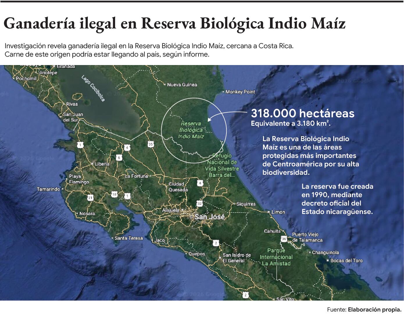 Mapa de la zona donde hay ganadería ilegal