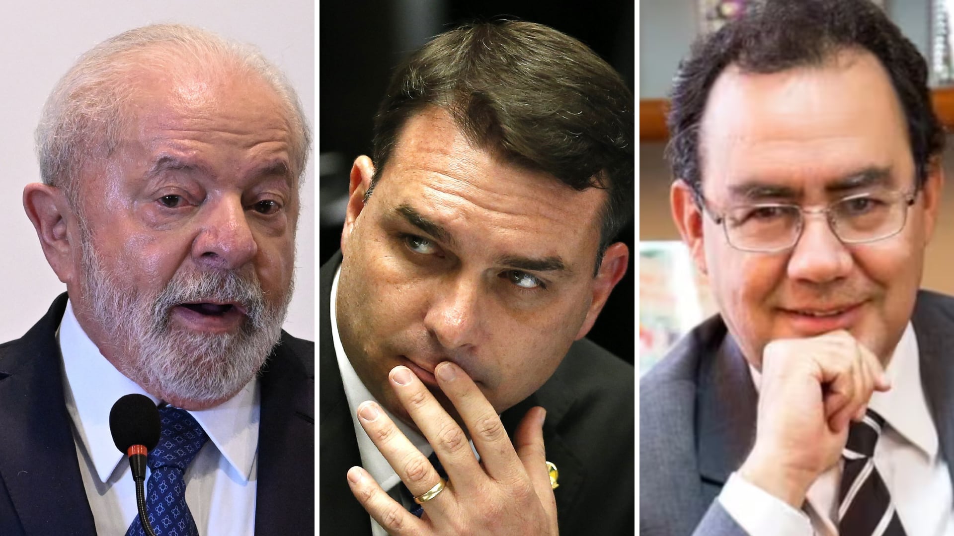 Candidatos a la presidencia de Brasil: Luiz Inácio Lula da Silva, Flávio Bolsonaro y Augusto Cury