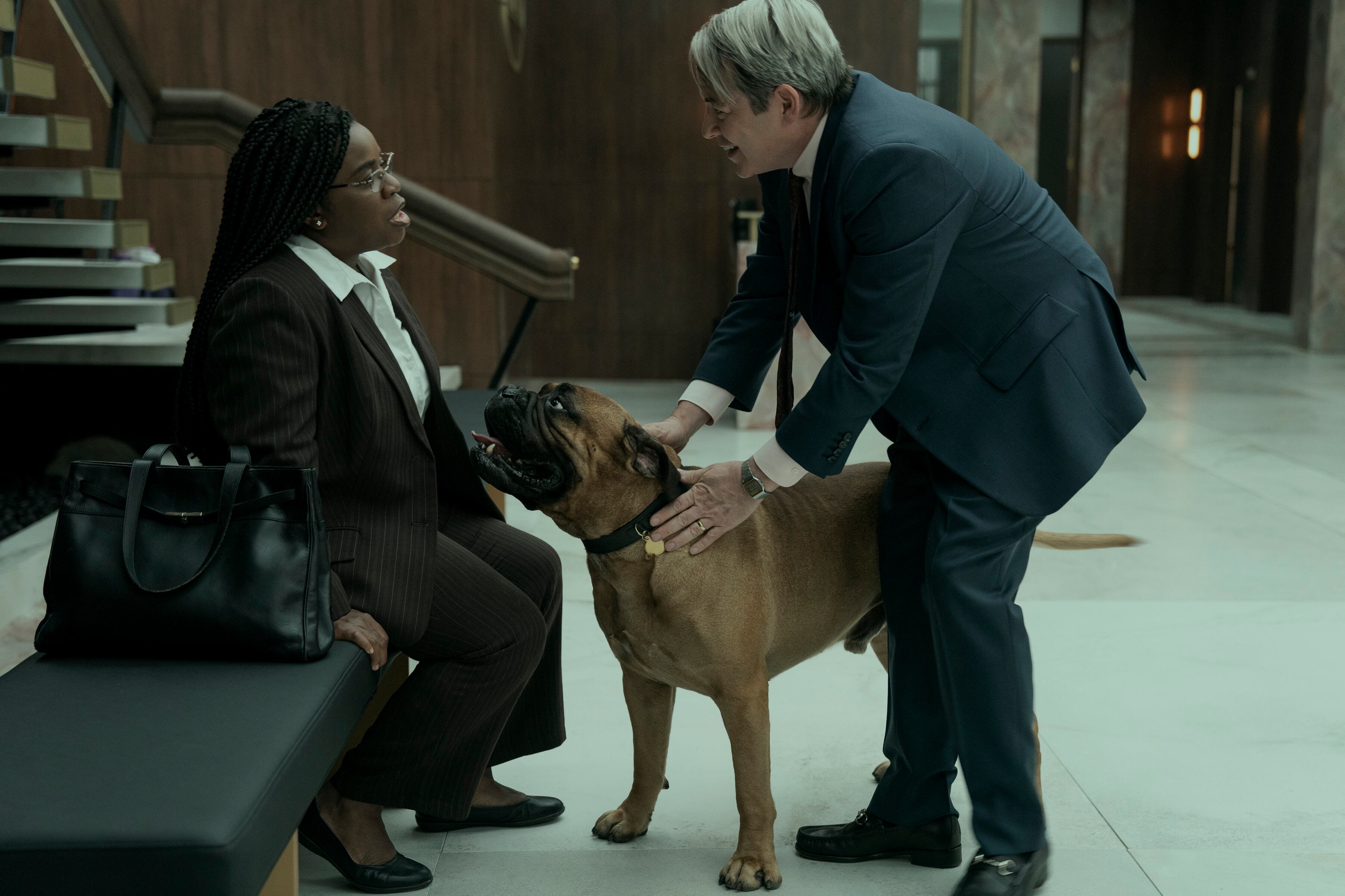 Painkiller. (L to R) Uzo Aduba as Edie, Matthew Broderick as Richard Sackler in episode 105 of Painkiller. Cr. Keri Anderson/Netflix © 2023